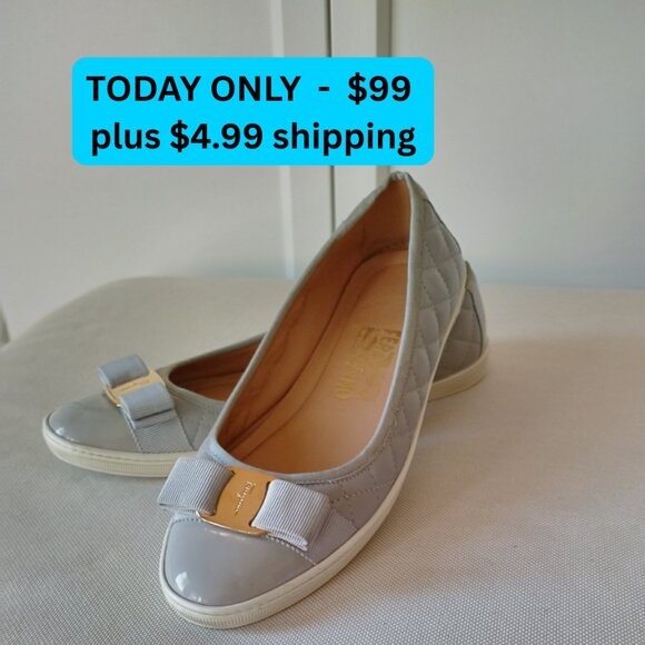 Salvatore Ferragamo Shoes - Ferragamo Rufina Grey Quilted Leather Ballet Flat/Sneaker, 8.5M (fits like 8M)